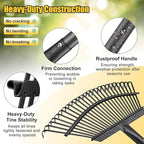 Rake for Leaves: Heavy Duty Metal Leaf Rake with 25 Tines- 18" Wide Head, 79" Splicing Handle, Durable Steel Yard Lawn, Garden,Camping Clean Gardening Tools for Thatch Grass Leaves Gravels Mulch