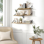 Fun Memories Deep Floating Shelves for Wall, 16W x 8D Wall Mounted Shelves Set of 2, Wide Display Ledge Shelf with Sturdy Metal Brackets for Living Room, Bathroom, Bedroom and Kitchen, Oak