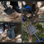 REDCAMP 18" Mini Survival Folding Camping Shovel with Cover, Manganese Steel Tri-Fold Handle Portable Tactical Shovel for Hiking, Beach, Mud, Snow, Lightweight 1.5Lbs Black