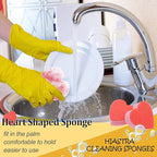 Heart Shaped Non-Scratch Scrub Sponge, Dual-Sided Cleaning Kitchen Sponge and Scrubber for Washing Dishes, Pots & Pans and Household Cleaning Supplies, 6 Scrubbing Sponges