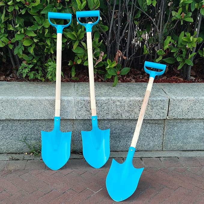 Kids Beach Shovels for Digging Sand, Beach Toys Gifts for Kids 3-10, 31" Long Plastic Shovel Spade & D-Handle, Adjustable Length, 3PACK