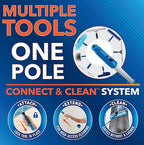 Unger Professional Connect and Clean Total Pro Cleaning Kit, All-in-One Household Window Washing with Streak-Free Results, Includes 12” Squeegee, 14” Scrubber Washer, Telescopic Pole Extends Up to 6’