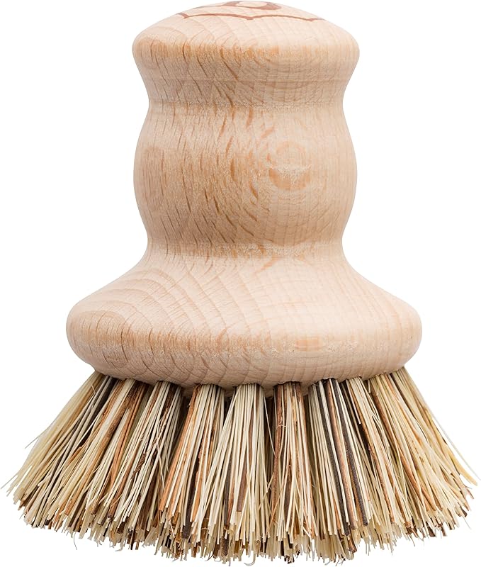 Redecker Pot Brush with Union Fiber Bristles, 2-1/2-inch Diameter, Brown Beechwood Handle, Made in Germany