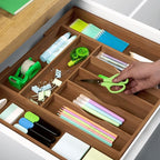 ROYAL CRAFT WOOD Luxury Bamboo Kitchen Drawer Organizer - Silverware Organizer - Utensil Holder and Cutlery Tray with Grooved Drawer Dividers for Flatware and Kitchen Utensils (9 Slot, Brown Bamboo)