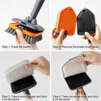 Tile Tub Scrubber Brush with 3 Different Function Cleaning Heads and 56" Extendable Long Handle-No Scratch Shower Scrubber for Cleaning Bathroom Kitchen Toilet Wall,Bathtub,Sink,Grey