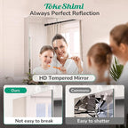 TokeShimi 30 x 26 Silver Aluminum Medicine Cabinet Mirror for Bathroom Surface Mount or Recessed with Stepless Adjustable Shelves Modern Farmhouse