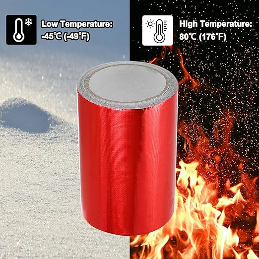PATIKIL Awning Repair Tape 8m x 15cm Waterproof Canvas Tape High Adhesive Tear Repair Patch Kit for PVC Tarpaulin Tent Awning Fabric RV Sail Boat Cover, Red (6" x26.24ft)