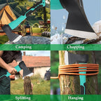 Wood Axe with Sheath, Camping Hatchet for Wood Splitting, Outdoor Bushcraft Axe Tools for Hiking Gardening, Anti-Slip Handle (Green)