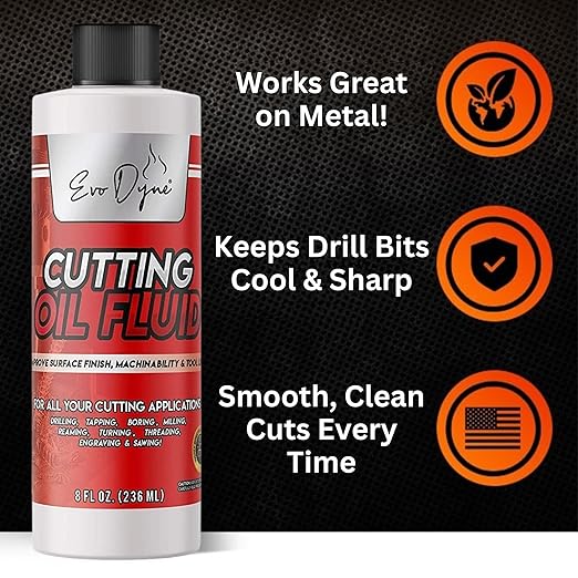 2-Pack Evo Dyne Cutting Oil Fluid (8oz), Made in USA - Multipurpose - Cutting Oil for Drilling, Tapping, Milling - Machine Cutting Fluid | Safe on Metal & Glass