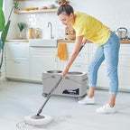 Compact Spin Mop for Apartments & Small Spaces, Clean & Dirty Water Separation Mop Bucket for Pet Owners & Daily Cleaning,360° Swivel Wheels, Safe for Hardwood & Tile, Adjustable Handle, 1 Mop Heads