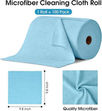 KitchLife Microfiber Cleaning Cloth Roll, 100 Pack - Tear-Away Microfiber Paper Towels, Lint-Free, Reusable, Washable for Kitchen, Car, Dishes, and Sensitive Surfaces (Blue)