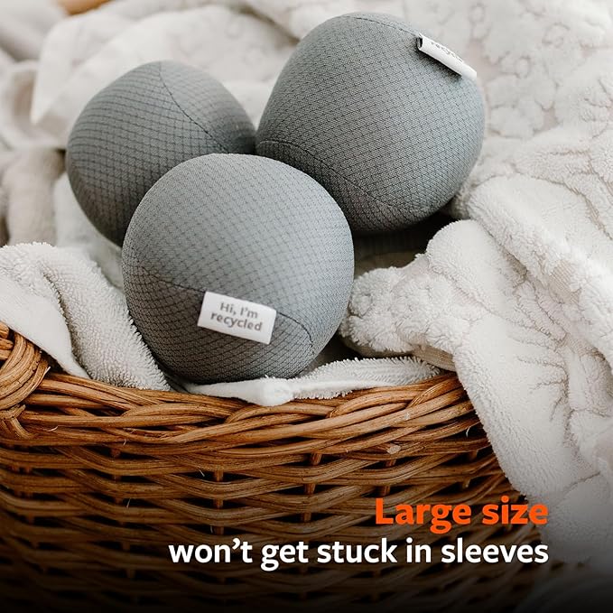 Full Circle Loads of Fun Anti-Static Dryer Balls, Set of 3 – Quiet, Scent-Free and Hypoallergenic Reusable Fabric Softener Laundry Balls – Non Toxic and Vegan, Gray 3 Count