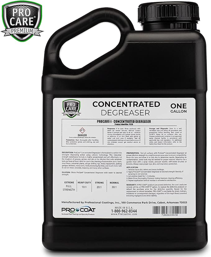 Procare - Degreaser Concentrate - Tool, Shop Floor, Engine & Commercial Kitchen Cleaner - Cleaning Supplies - Degreaser - Made in the USA (1 Gallon)