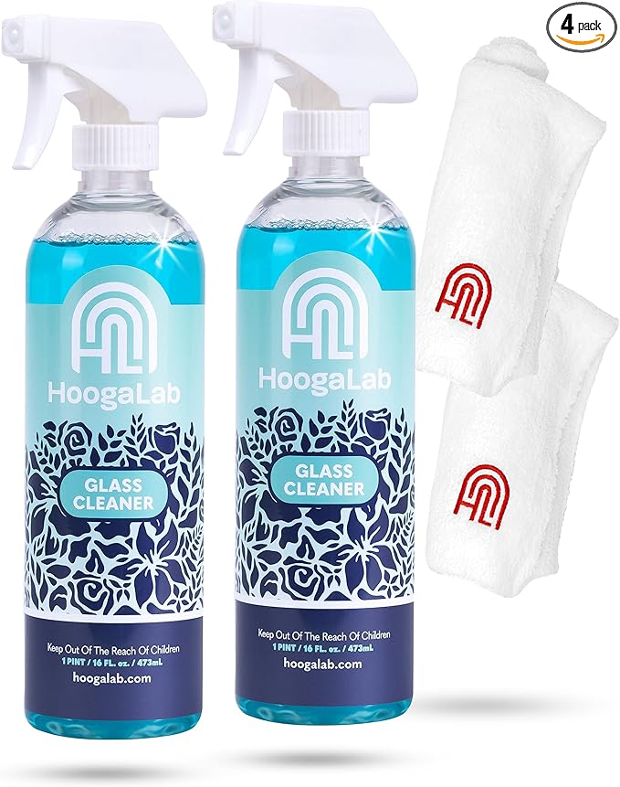 16oz Glass Cleaner - No Streak, All Shine! Achieve a Crystal Clear Shine on All of Your Glass Surfaces | Elimate Fingerprints, Smudges, Water Spots, and More! (2 pack)