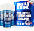 Sheila Shine 3 x 10oz Stainless Steel Cleaner and Polish - Removes Grease, Fingerprint & Watermark - Kitchen Appliances, Refrigerators, Sinks, Ovens & Grills - Stainless Steel Cleaning Spray