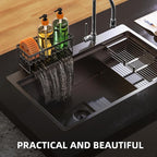 Cisily Dish Soap Dispenser, 16 fl Oz Dual Kitchen Soap Dispensers with Sponge Holder, Customized Stainless Steel Kitchen Soap Dispenser Set, Modern Hand and Dish Soap Bottle Set Removable