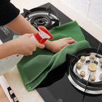 Homaxy 100% Cotton Waffle Weave Kitchen Dish Towels, Ultra Soft Absorbent Quick Drying Cleaning Towel, 13 x 28 Inches, 12-Pack, Grass Green