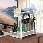 Under Sink Organizer, High Adjustable 2 Tier Under Sink Organizers and Storage, Slide Out Metal Cabinet Organizers, Pull Out Storage Drawer Shelf for Kitchen Bathroom Cabinet, White, 2 Pack