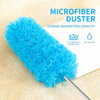 Mini Microfiber Duster for Cleaning, Hand Duster with Extension Pole, Washable Small Duster for Car Interior, Office, Furniture