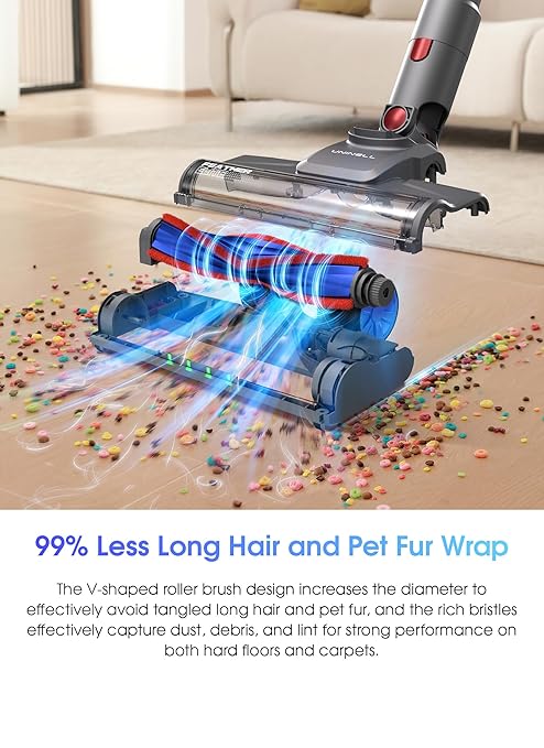 UNINELL HOME Cordless Vacuum Cleaner,45000Pa/450W Vacuum Cleaners for Home with 60Mins Runtime,Lightweight Anti-Tangle Stick Vacuum,Wall-Mount Charging,Vacuum Cordless with Attachments for Pet Hair