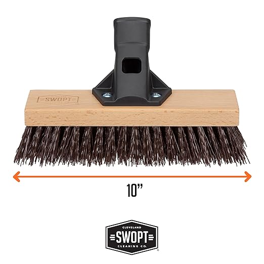SWOPT 10' Premium Rough Surface Scrub Brush Head - Deck Brush for Rough and Textured Surfaces, Interchangeable with All SWOPT Cleaning Products for More Efficient Cleaning and Storage
