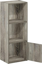 Furinno Luder Shelf Bookcase with 1 Door Storage Cabinet, French Oak