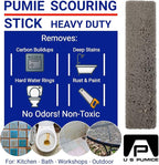4-Pack PUMIE Heavy Duty Pumice Scouring Stick, Pumice Stone for Cleaning Tough Bathroom, Kitchen Stain, Grills, Pool, Scouring Stick for Cleaning Toilet Rings Stains, Hard Water Rings & Tiles Surfaces