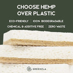 Greenzla Kitchen Sponges, Odor Free Plant-Based Dish Sponges, Non-Scratch Sisal Hemp Scouring Pads for Dishes, Countertops, Bathtubs, and Tiles, 6 Pack