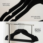 Utopia Home Velvet Hangers 20 Pack – Luxury Non-Slip Slim Pant & Coat Hangers, Strong Space-Saving Clothes Hangers with Pants Bar and 360° Swivel Hook – Black