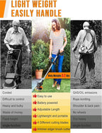Electric Weed Wacker, 3 in 1 Weed Eater Battery Powered, Grass Trimmer Cordless with 2x21V Batteries & Charger, Lightweight Lawn Trimmer/Edger/Brush Cutter for Yard Garden