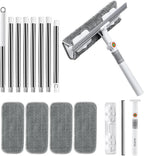 MUEE Window Cleaning kit,2-in-1 Adjustable Window Washing Squeegee Kit with Extension Pole,Squeegee Window Cleaner Tool with Scrubber and Rotating Head for Indoor and Outdoor Window