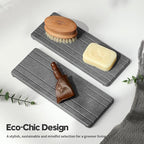 2PCS Diatomite Quick Stone Drying Tray Mat For Bathroom & Kitchen Counter, Instant Dry Water Absorbent Drink Bar Coaster,Vanity Sink Caddy Organizer,Dish Soap Sponge Holder, Dark Gray,9"x3.5"