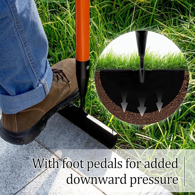 VNIMTI Lawn Edger Tool, Manual Lawn Edger with Fiberglass Handle, Half Moon Garden Edger for Landscaping, 56 Inches