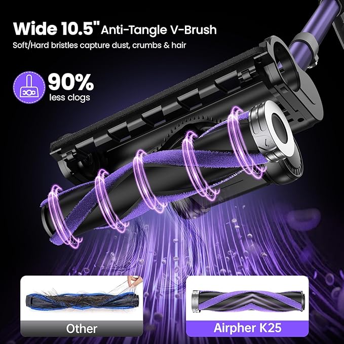 Cordless Vacuum Cleaner,600W 65KPA Dual Motor Vacuum for Home with AI Auto Suction,70Min Runtime,Stick Vacuums with Self-Standing Design,LED Headlights for Carpet,Hardwood Floors,Pet Hair,Tile