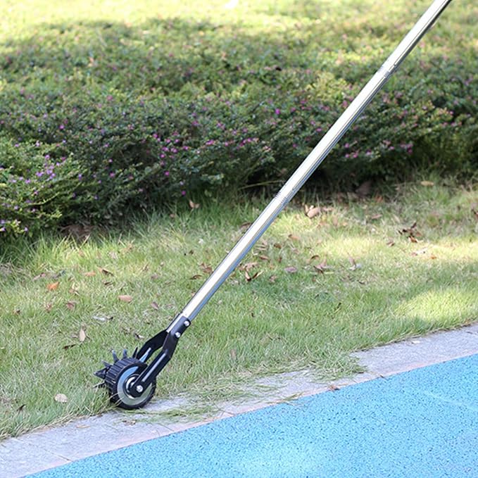 Longzhuo Wheel Rotary Edger, Wheel Lawn Edger, Manual Edger Lawn Tool with Stainless Steel Handle, Garden Edger Lawn Tool for Garden Yard