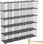 TUMUCUTE Wire Cube Storage Organizer, 25-Cube Metal Storage Shelves Bookshelf, Stackable Modular Closet Organizer for Bedroom Living Room, Office,Storage Shelves