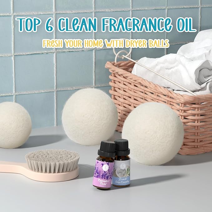 Clean Essential Oils Set, SoulOrigin Fragrance Oil Gift Set for Oil Diffusers, Scented Oils 6x10ml - Beach Sage Laundry Detergent, Citrus Burst, Lavender Fields, Fresh Linen, Warm Petals, Fresh Cotton