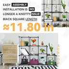 HUBSON Wire Cube Storage Organizer, Book/Toy/Craft/Potted Plants and petCloset Organizers and Storage Shelves, 9-Cube Freely Combinable Metal Grids Storage Shelf,Black Plus Iron