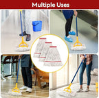 MATTHEW CLEANING Heavy Duty Mop Head Commercial Replacement for General and Floor Cleaning, Wet Industrial Blue Cotton Looped End String Head Refill (Pack of 6) White