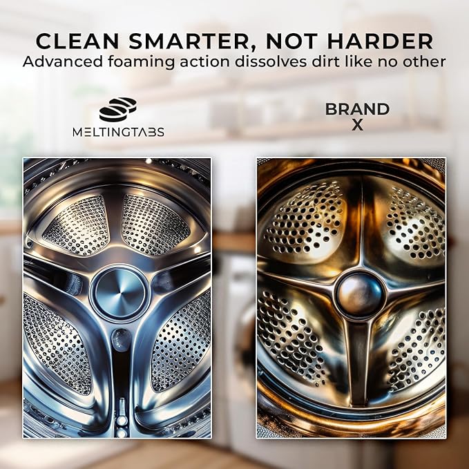 Washing Machine Cleaner Tablets – Deep Clean Washer Descale, Laundry Tub Cleaning Solution, Smell Fresh, Eliminates Buildup & Dirt, For Front & Top Load Washers, Easy-to-Use Tablets, 6 Pack