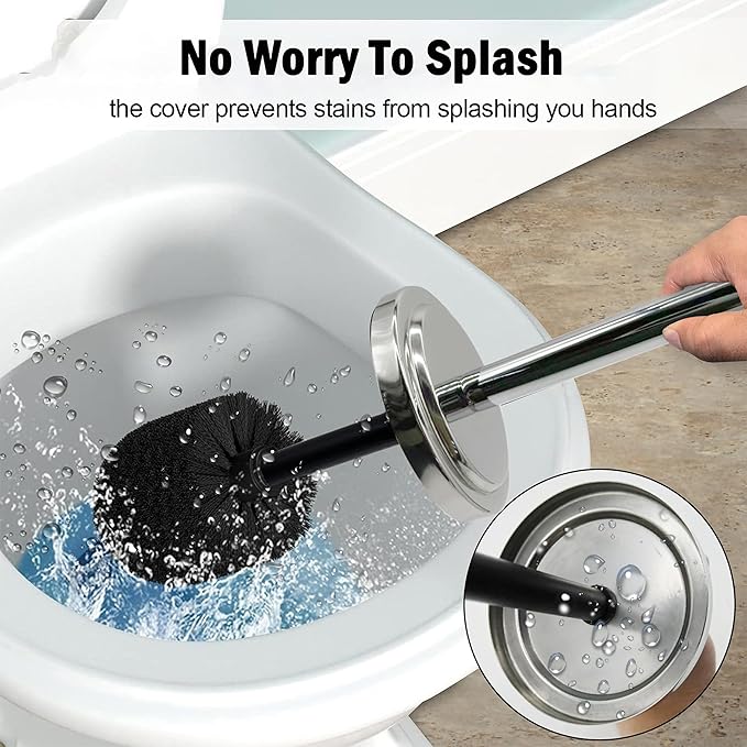 Brushed Nickel Toilet Bowl Brush with Holder, Durable Bathroom Cleaning Tool, Modern Design for Easy Toilet Maintenance, Bathroom Cleaner Brush for Efficient Cleaning and Hygiene