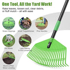 Plastic Rake for Leaves - Upgraded Anti-Break Nylon Head,75" Adjustable Leaf Rake,Gentle on Lawn,Garden,Yard,Grass,Pine Needle,Shrub,Lightweight for Women,Seniors,Kid,Gardening Camping Use