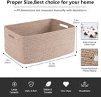 Large Storage Basket for Organizing, Woven Rope Basket for Shelves, Closet Organizer Bins for Clothes, Blanket, Toys, Baby Nursery Storage, 17.7" x 13" x 7.87", 2 Packs Brown