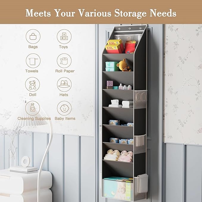 Over The Door Shoe Organizer - Shoe Rack with 8 Tiers, Sturdy Oxford Fabric Storage for Closet, Entryway, Dorm Room, Bedroom, Space Saving Holder for All Types Over The Door Organizer(Black)