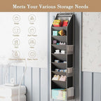 Over The Door Shoe Organizer - Shoe Rack with 8 Tiers, Sturdy Oxford Fabric Storage for Closet, Entryway, Dorm Room, Bedroom, Space Saving Holder for All Types Over The Door Organizer(Black)