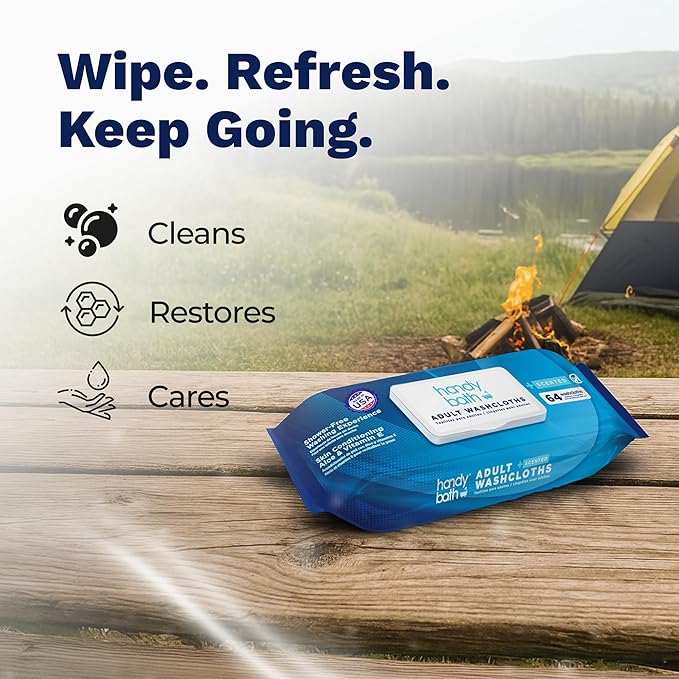 Wipes for Adult - Extra Large WashCloth, Unscented, Rinse-Free - Soft, Gentle for Sensitive Skin, Senior, Post-Surgery and Travel Hygiene