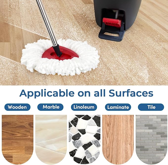 Matthew Cleaning 6Pack White Microfiber Spin Mop Replacement Head Compatible with EasyWring Spin Mop Replace Head-EasyWring High Absorbency,Machine Washable,Microfiber Spin Mop Refills