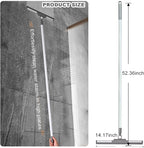 Floor Squeegee - 52 Inch Adjustable Long Handle 14.2 Inch Rubber Blade 180° Rotatable Head Heavy Duty Squeegee Broom for Floor Window Bathroom Tile Garage Concrete Shower Patio (White)