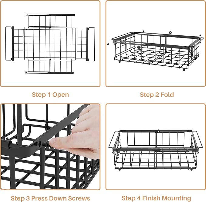 UMDONX Freezer Organizer Bins – Expandable from 11.2" to 17.7", Fit 5–10 Cu.Ft Chest Freezer, Hanging Storage Baskets for Deep Freezer, Easy Slide Access, 1 Pack (Black)