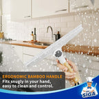 MR.SIGA All Purpose Silicone Squeegee for Shower Door, Mirror, Glass, Streak Free Shower Squeegee, Pivoting Bamboo Handle, Includes 1 Suction Hook, 10 inch Wide, 1 Pack